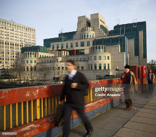 General view of the British Secret Intelligence Service , commonly known as MI6's headquarters at Vauxhall Cross in London, United Kingdom on January...