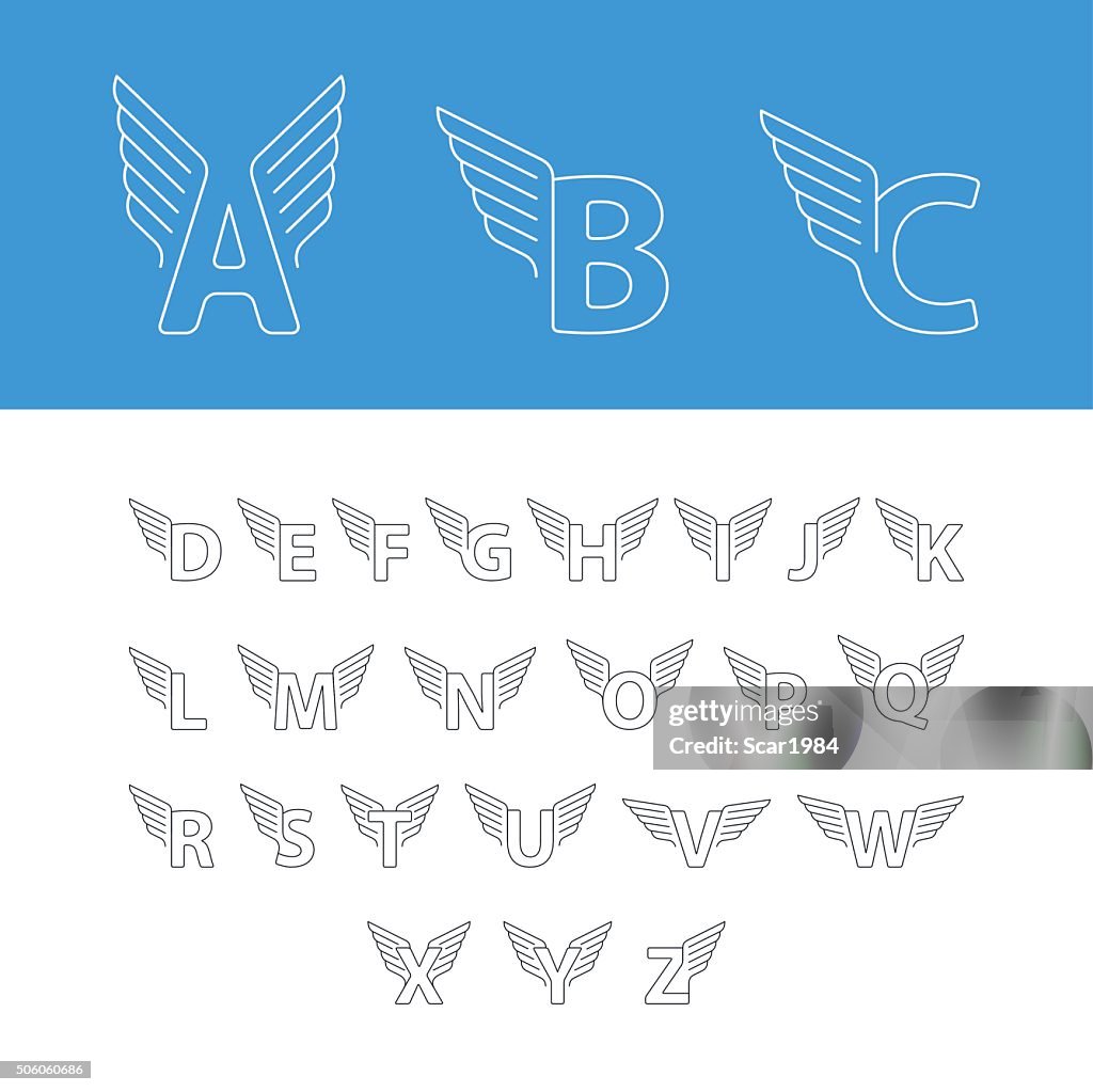 Elegant Dynamic Alphabet Letters With Wings High-Res Vector Graphic ...