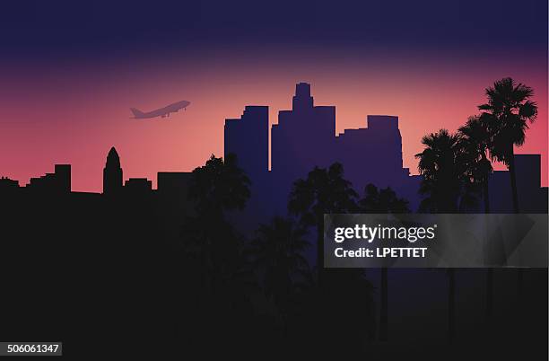 los angeles - vector - los angeles sunset stock illustrations