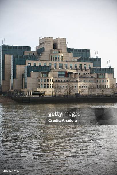 General view of the British Secret Intelligence Service , commonly known as MI6's headquarters at Vauxhall Cross in London, United Kingdom on January...