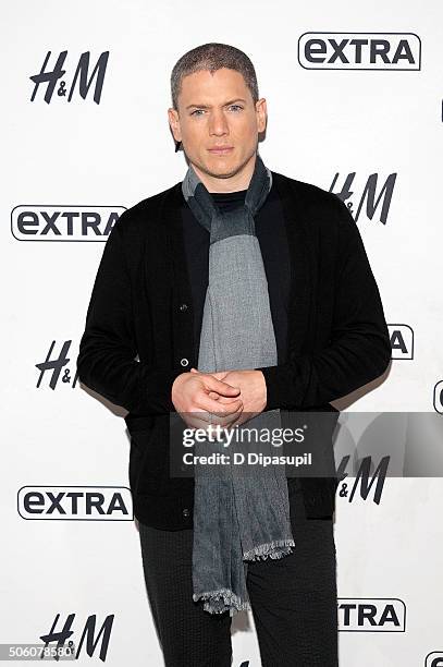 Wentworth Miller visits "Extra" at their New York studios at H&M in Times Square on January 21, 2016 in New York City.