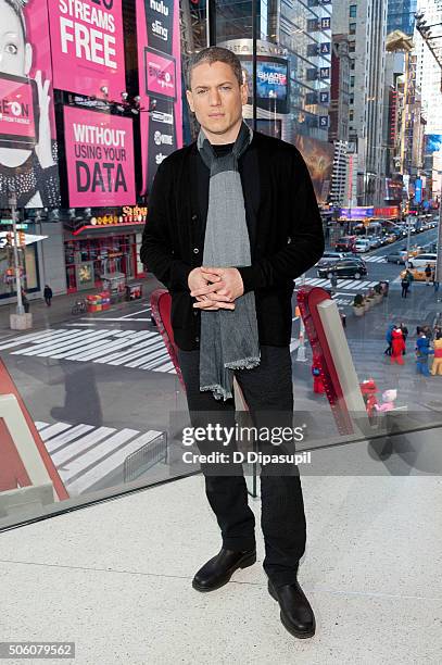 Wentworth Miller visits "Extra" at their New York studios at H&M in Times Square on January 21, 2016 in New York City.