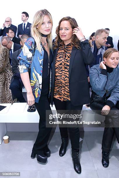 Model Georgia May Jagger and her sister Jade Jagger attend the Louis Vuitton Menswear Fall/Winter 2016-2017 Fashion Show as part of Paris Fashion...