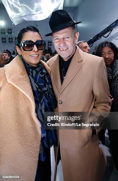 Musician Paul Simonon and Serena Rees attend the Louis Vuitton Menswear Fall/Winter 2016-2017 Fashion Show as part of Paris Fashion Week. Held at...