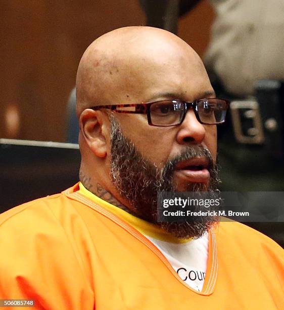 Marion "Suge" Knight appears in Los Angeles court for a pretrial hearing at the Clara Shortridge Foltz Criminal Justice Center on January 21, 2016 in...