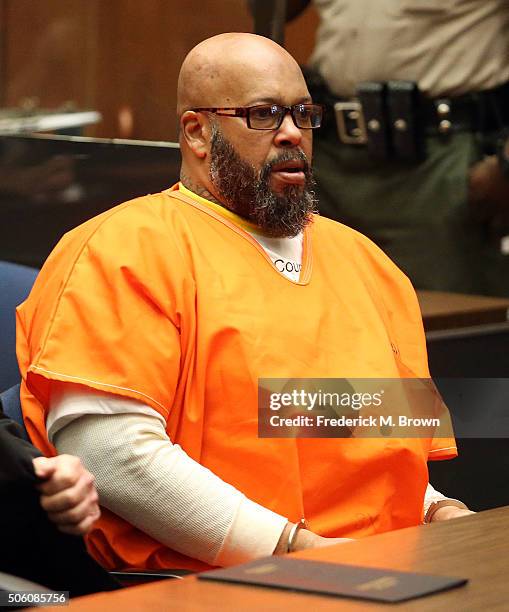 Marion "Suge" Knight appears in Los Angeles court for a pretrial hearing at the Clara Shortridge Foltz Criminal Justice Center on January 21, 2016 in...