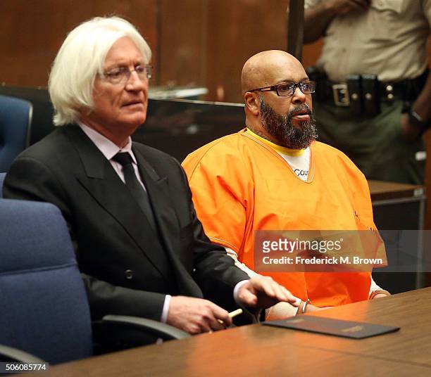 Attorney Thomas Mesereau and Marion "Suge" Knight appear in Los Angeles court for a pretrial hearing at the Clara Shortridge Foltz Criminal Justice...