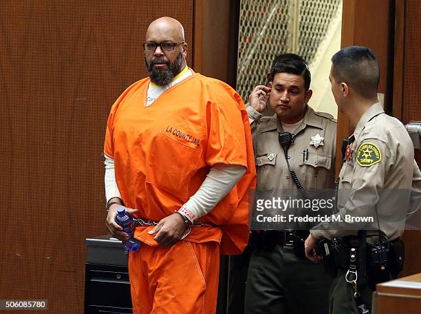 Marion "Suge" Knight appears in Los Angeles court for a pretrial hearing at the Clara Shortridge Foltz Criminal Justice Center on January 21, 2016 in...