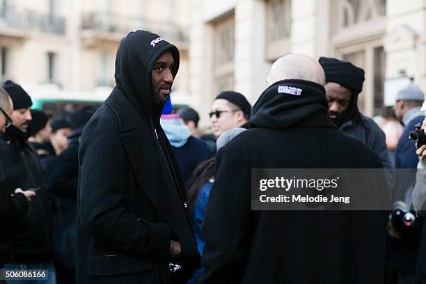 Off-White Creative Director Virgil Abloh and Demna Gvasalia, Vetements head designer and Balenciaga artistic director exit the Gosha Rubchinskiy show...