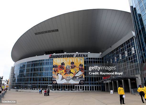 Bridgestone Arena, home of the Nashville Predators hockey team on December 30, 2015 in Nashville, Tennessee.