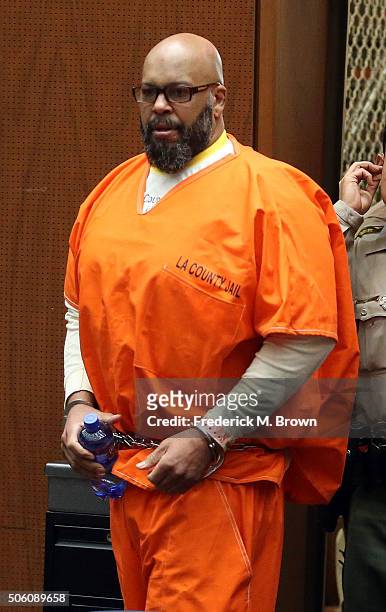 Marion "Suge" Knight appears in Los Angeles court for a Pretrial Hearing at the Clara Shortridge Foltz Criminal Justice Center on January 21, 2016 in...