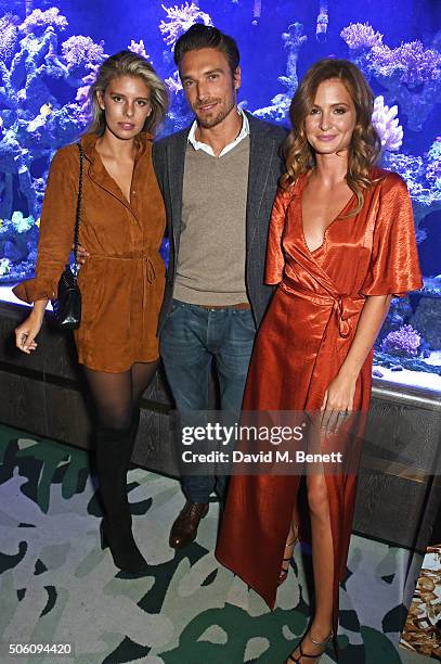 Natasha Oakley, Gilles Souteyrand and Millie Mackintosh attend a private dinner hosted by Creme de la Mer to celebrate the launch of Genaissance de...