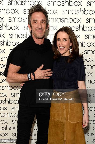 Davis Factor and Maia Dunphy attend Smashbox Influencer Dinner hosted by Lauren Laverne on January 21, 2016 in London, England.