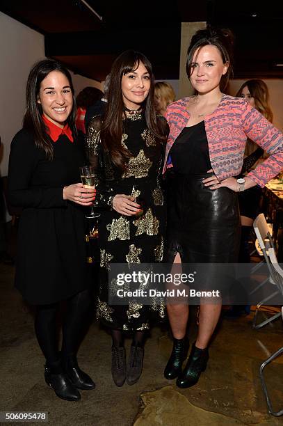 Grace O'Leary, Zara Martin and Emer Kenny attend Smashbox Influencer Dinner hosted by Lauren Laverne on January 21, 2016 in London, England.