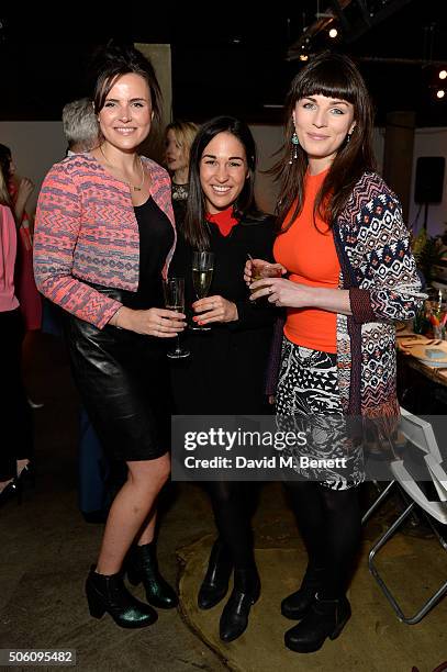 Grace O'Leary, Zara Martin and Emer Kenny attend Smashbox Influencer Dinner hosted by Lauren Laverne on January 21, 2016 in London, England.