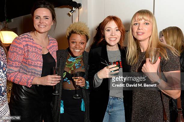 Emer Kenny, Gemma Cairney, Angela Scanlon and Sarah Cox attend Smashbox Influencer Dinner hosted by Lauren Laverne on January 21, 2016 in London,...