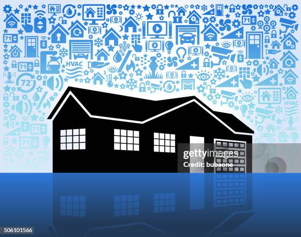 house on home automation and security vector background - remote worker security stock illustrations