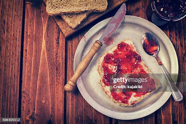 traditional belgium breakfast - jam toast stock pictures, royalty-free photos & images