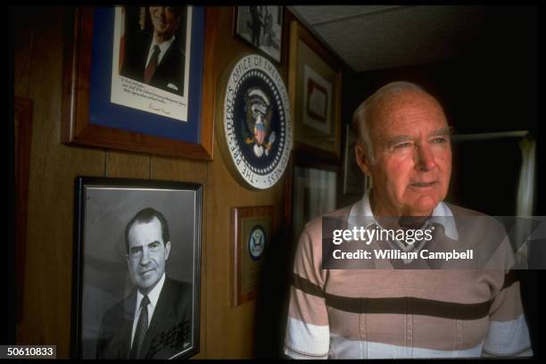 Bernard Bud Gallagher, former FEMA Mount Weather , at home, w. OEP seal & autographed portraits of Reagan & Nixon.