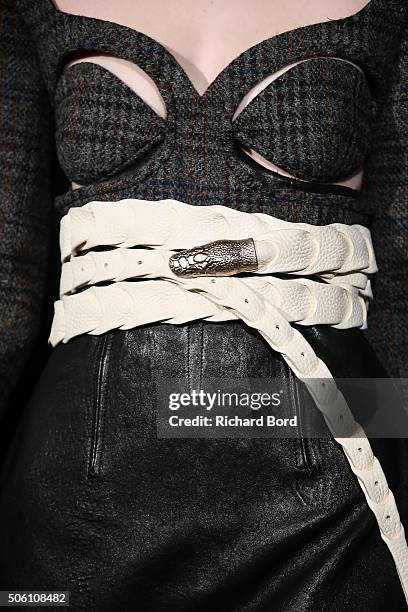 Model walks the runway during the Y/Project Menswear Fall/Winter 2016-2017 show as part of Paris Fashion Week on January 20, 2016 in Paris, France.