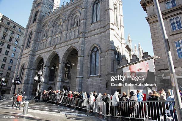 Guests attend the Public Memorial Service for Celine Dion's Husband Rene Angelil at Notre-Dame Basilica on January 21, 2016 in Montreal, Canada.