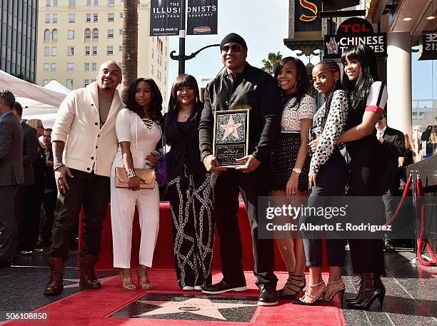 Rapper/actor LL Cool J and family attend a ceremony honoring LL Cool J with the 2,571st Star on The Hollywood Walk of Fame on January 21, 2016 in...