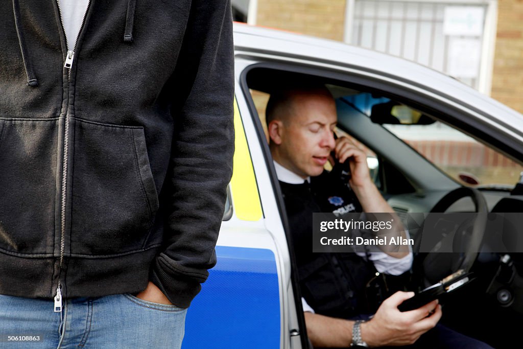 Policeman getting information