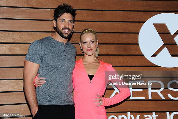 Professional dancers and TV personalities Maksim Chmerkovskiy and Peta Murgatroyd teach shoppers dance moves to help keep active & fit at JCPenney on...