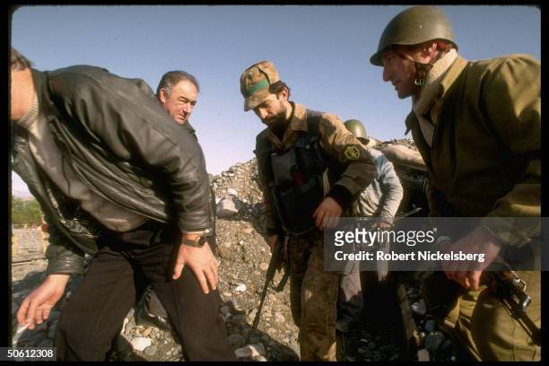 Abkhazian militia/civil def. Soldiers manning frontlines in rebellious area fighting for independence fr. Former Soviet republic Georgia.
