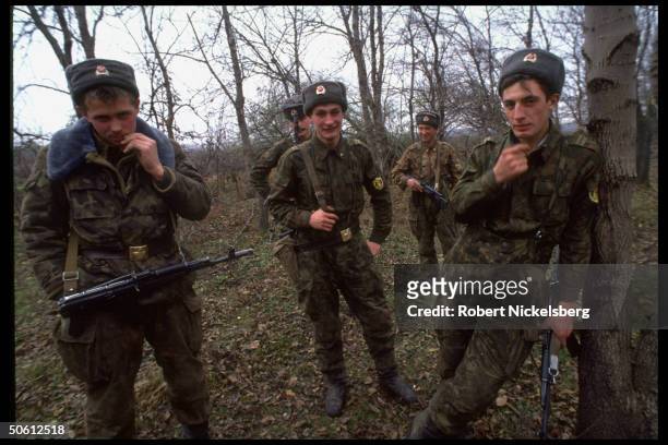 Russian troops at Chechen road block, re old foes at odds over N. Ossetian-Ingush ethnic war in Chechnya's neighboring autonomous areas N. Ossetia &...