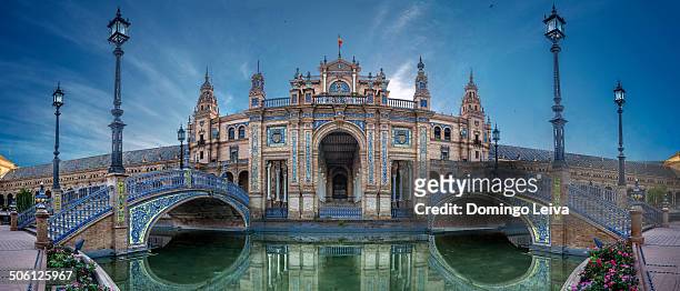 bridge of plaza espana in sevilla , spain - seville stock pictures, royalty-free photos & images