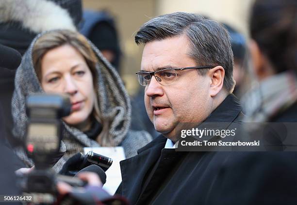 Montreal Mayor Denis Coderre attends a Public Memorial Service for Celine Dion's Husband Rene Angelil at Notre-Dame Basilica on January 21, 2016 in...