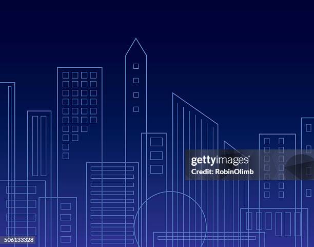 night sky line background - city blueprint stock illustrations