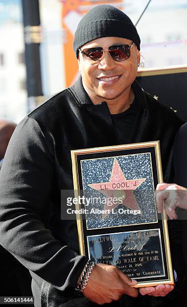 Rapper/actor LL Cool J is honored with a star on The Hollywood Walk of Fame on January 21, 2016 in Hollywood, California.