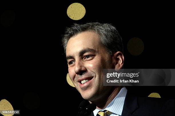 Los Angeles Rams CEO Kevin Demoff addresses a press conference held at Forum to celebrate and welcome team to Los Angeles.