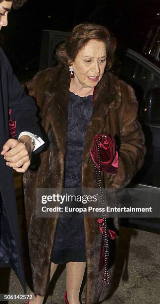 Carmen Franco attends the wedding of Cynthia Rossi and Benjamin Rouget on December 18, 2015 in Paris, France.