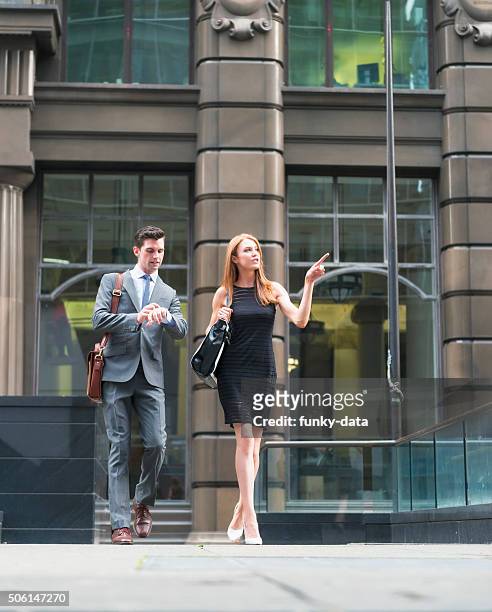 co-workers leaving the office - martin place sydney stock pictures, royalty-free photos & images