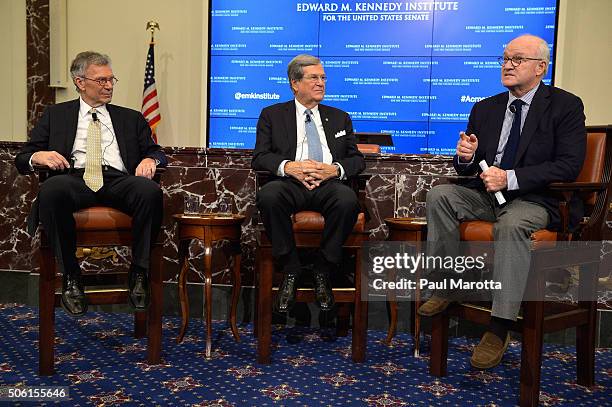 Former Senate Majority Leaders Tom Daschle and Trent Lott discuss their new co-authored book "Crisis Point" and reaching across the aisle to make the...