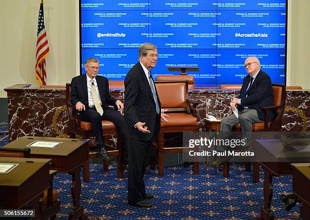 Former Senate Majority Leaders Tom Daschle and Trent Lott discuss their new co-authored book "Crisis Point" and reaching across the aisle to make the...