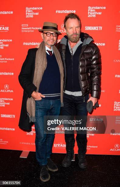 Producer Fisher Stevens and recording artist Sting attend the Premiere of "SKY LADDER: THE ART OF CAI GUO-QIANG" at the Marc Theatre in Park City,...