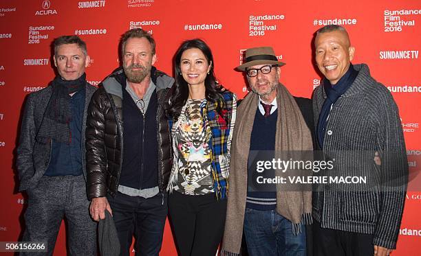 Kevin Macdonald, Sting, Wendi Deng Murdoch, Fisher Stevens and Cai Guo-Qiang attend the Premiere of "SKY LADDER: THE ART OF CAI GUO-QIANG" at the...