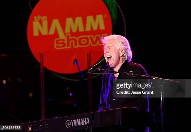 Singer-songwriter Graham Nash perfroms on stage at the 2016 NAMM Show Opening Day at the Anaheim Convention Center on January 21, 2016 in Anaheim,...