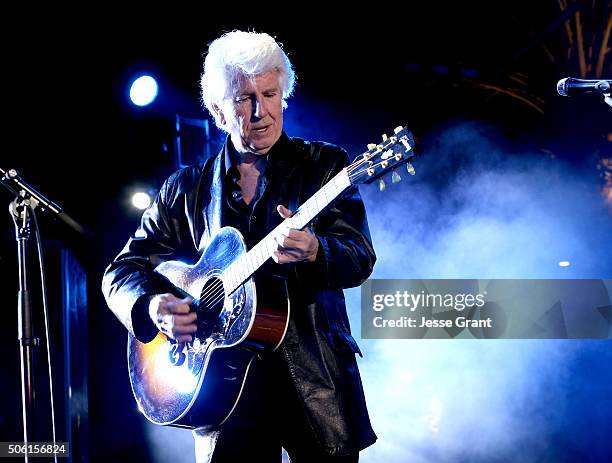 Singer-songwriter Graham Nash perfroms on stage at the 2016 NAMM Show Opening Day at the Anaheim Convention Center on January 21, 2016 in Anaheim,...