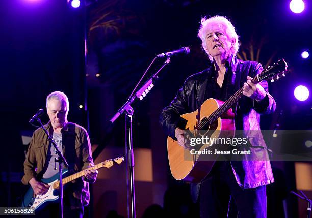 Singer-songwriter Graham Nash perfroms on stage at the 2016 NAMM Show Opening Day at the Anaheim Convention Center on January 21, 2016 in Anaheim,...