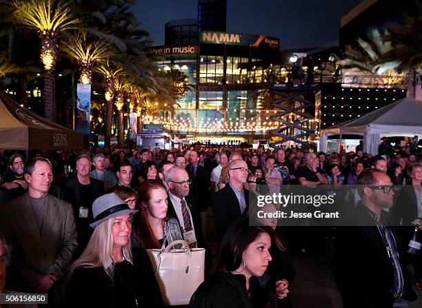 Convention goers enjoy a concert by singer-songwriter Graham Nash at the 2016 NAMM Show Opening Day at the Anaheim Convention Center on January 21,...