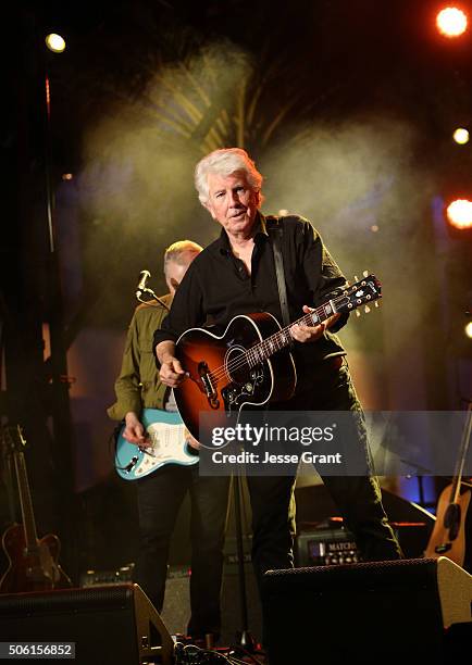 Singer-songwriter Graham Nash perfroms on stage at the 2016 NAMM Show Opening Day at the Anaheim Convention Center on January 21, 2016 in Anaheim,...