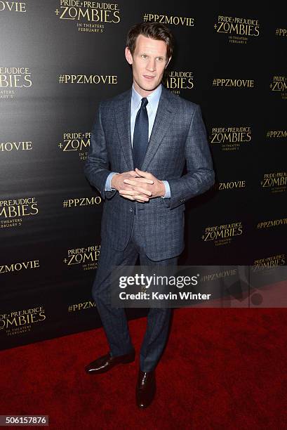 Actor Matt Smith attends the premiere of Screen Gems' "Pride and Prejudice and Zombies" on January 21, 2016 in Los Angeles, California.