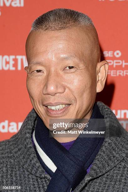 Artist Cai Guo-Qiang attends the "Sky Ladder: The Art Of Cai Guo-Qiang" Premiere during the 2016 Sundance Film Festival at The Marc Theatre on...