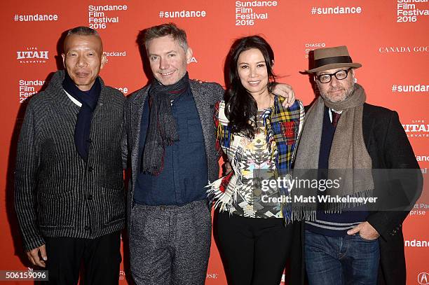 Artist Cai Guo-Qiang, filmmaker Kevin Macdonald, producer Wendi Murdoch, and actor Fisher Stevens attend the "Sky Ladder: The Art Of Cai Guo-Qiang"...