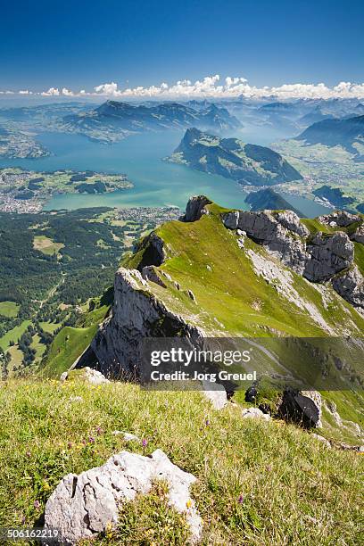 lake lucerne from mount pilatus - lake lucerne stock pictures, royalty-free photos & images